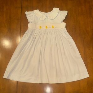 NWOT Stitchy Fish First Quack at Spring Smocked Dress, Blue Bitty Dot - 8